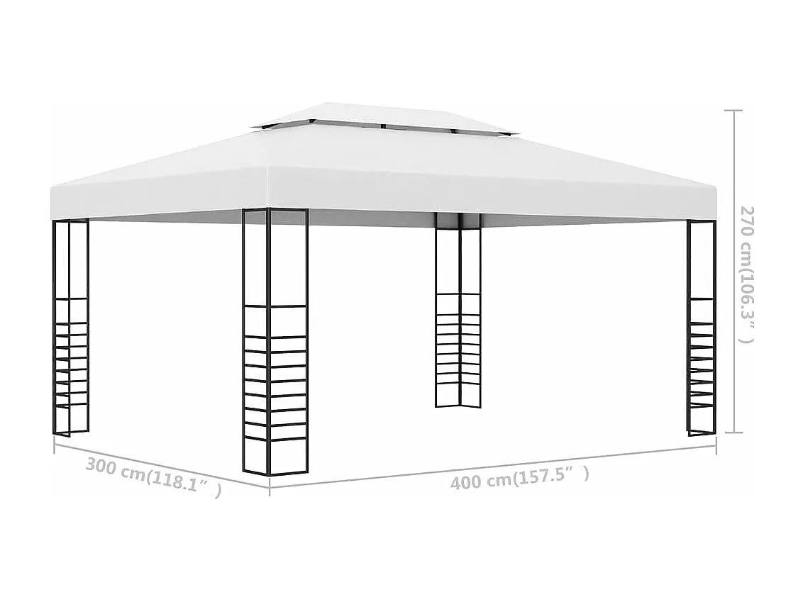 Chapiteau de jardin Acier enduit de poudre 4x3x2,7 m Blanc