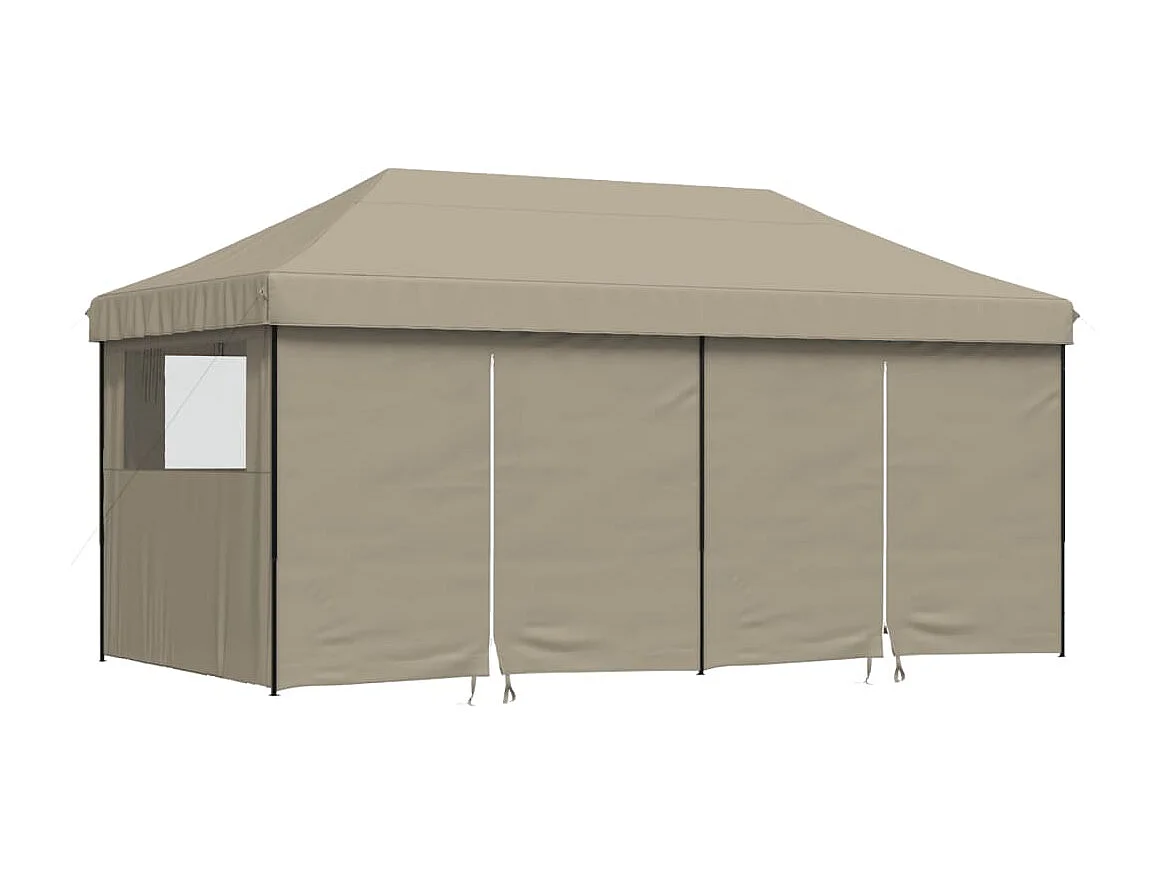 Tente de réception pliable escamotable 4 parois latérales taupe