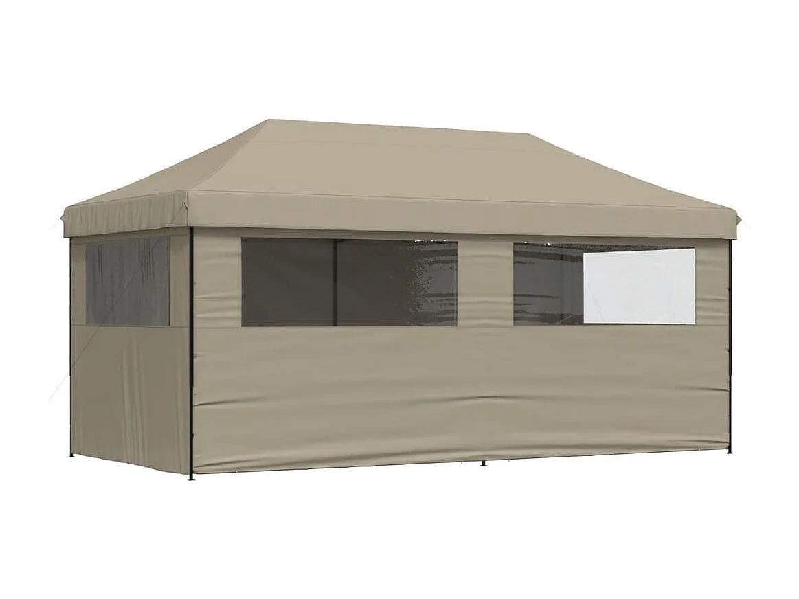 Tente de réception pliable escamotable 4 parois latérales taupe