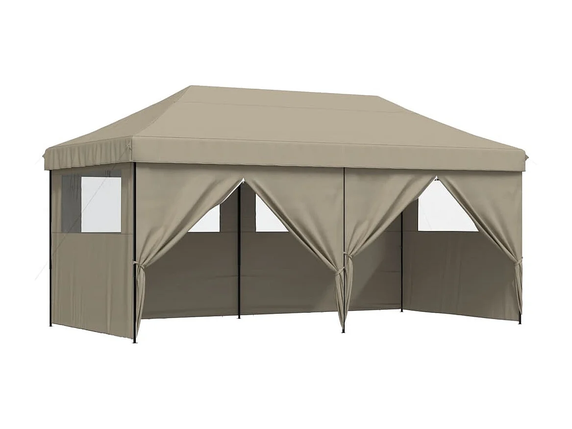 Tente de réception pliable escamotable 4 parois latérales taupe