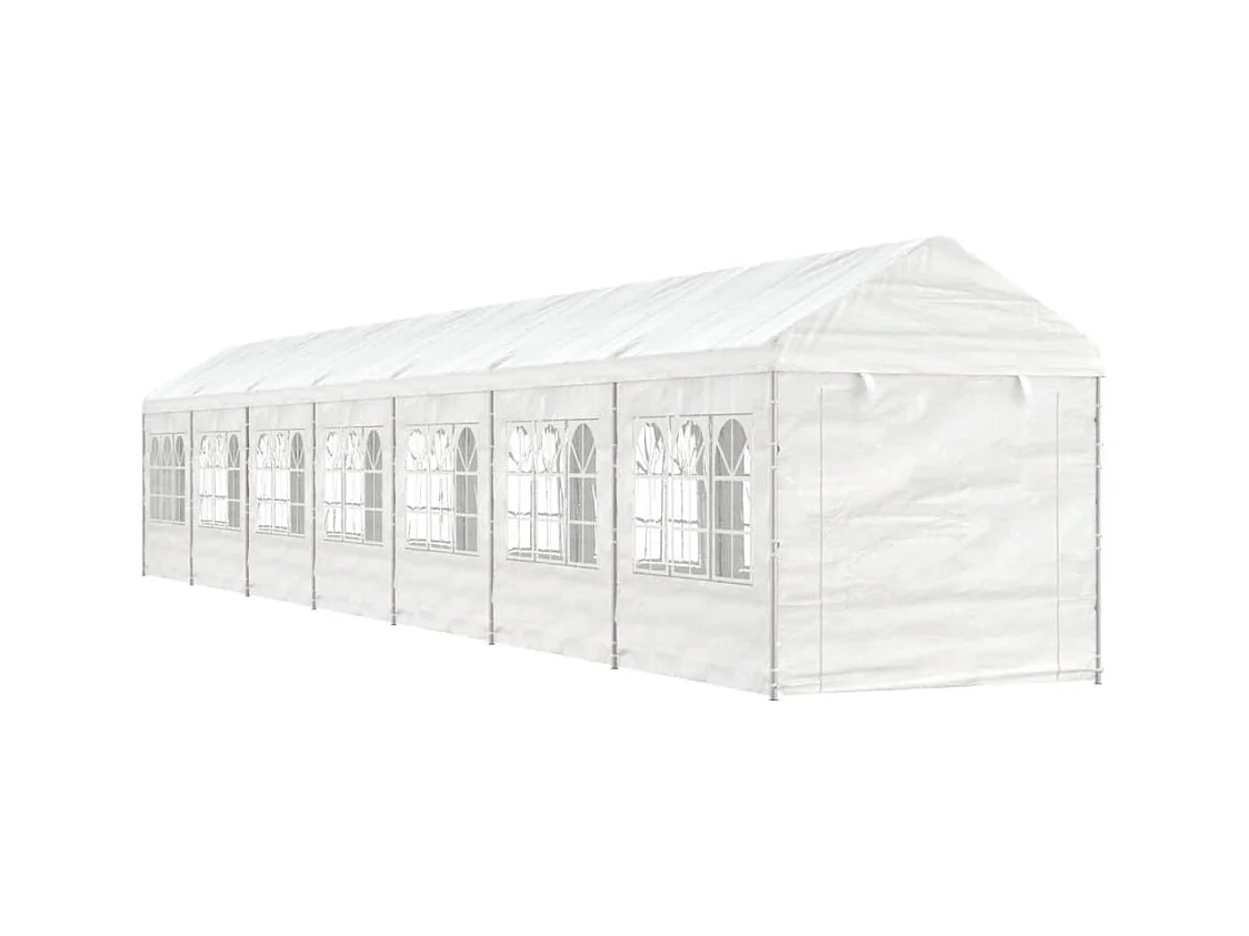 Prieel met dak 15,61x2,28x2,69 m polyetheen wit