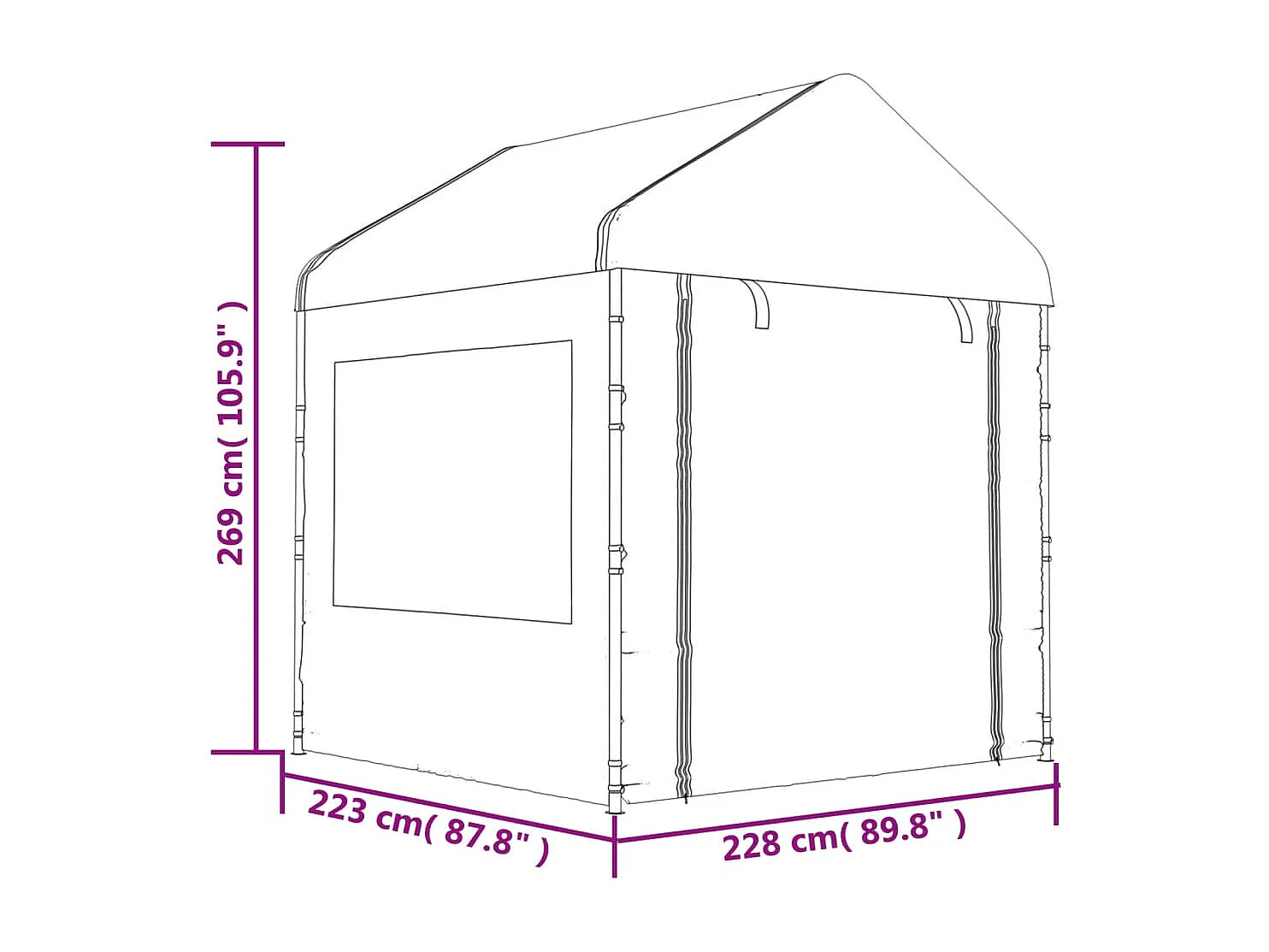 Belvédère avec toit blanc 15,61x2,28x2,69 m polyéthylène