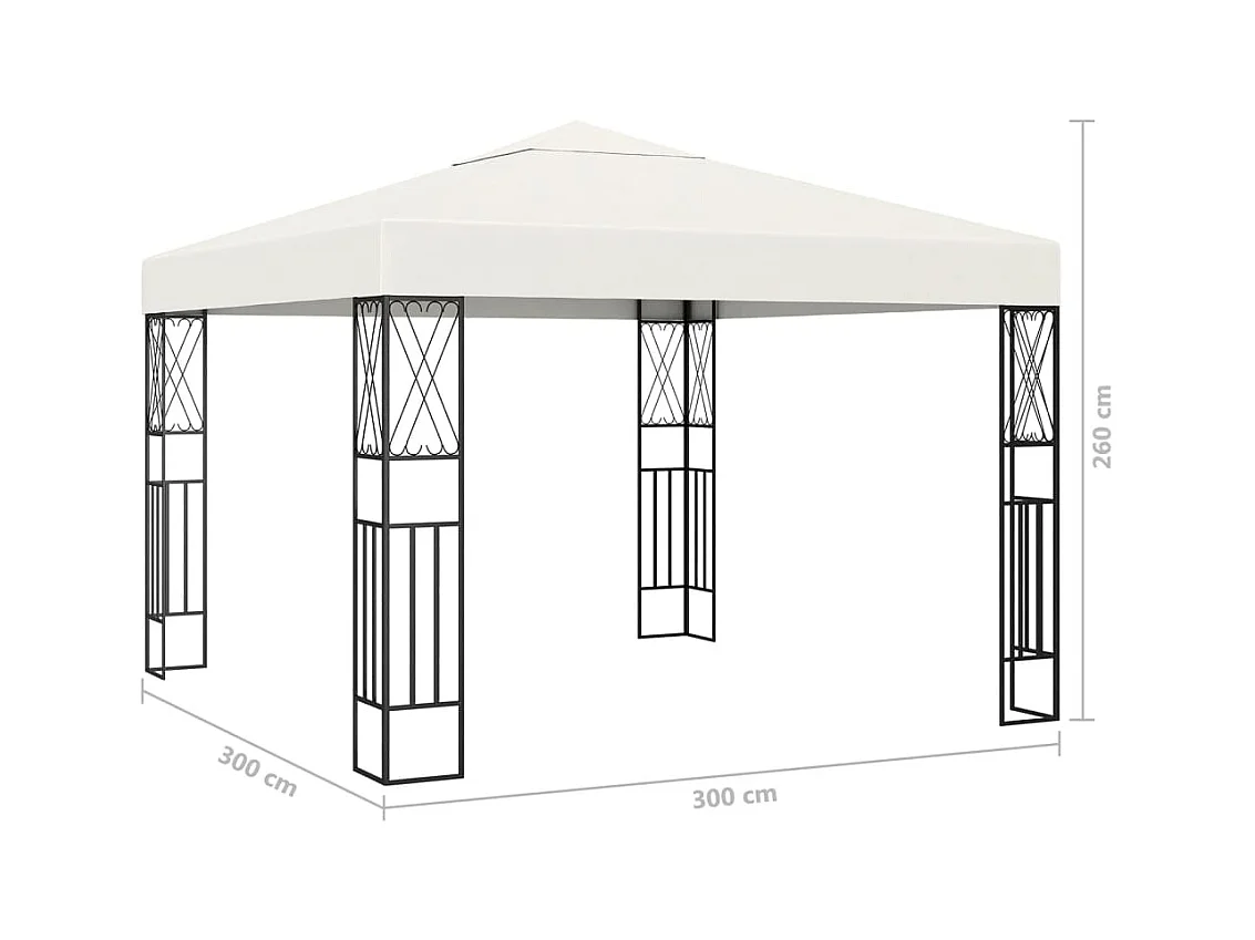 Cenador con tira de luces LED 3x3 m tela color crema