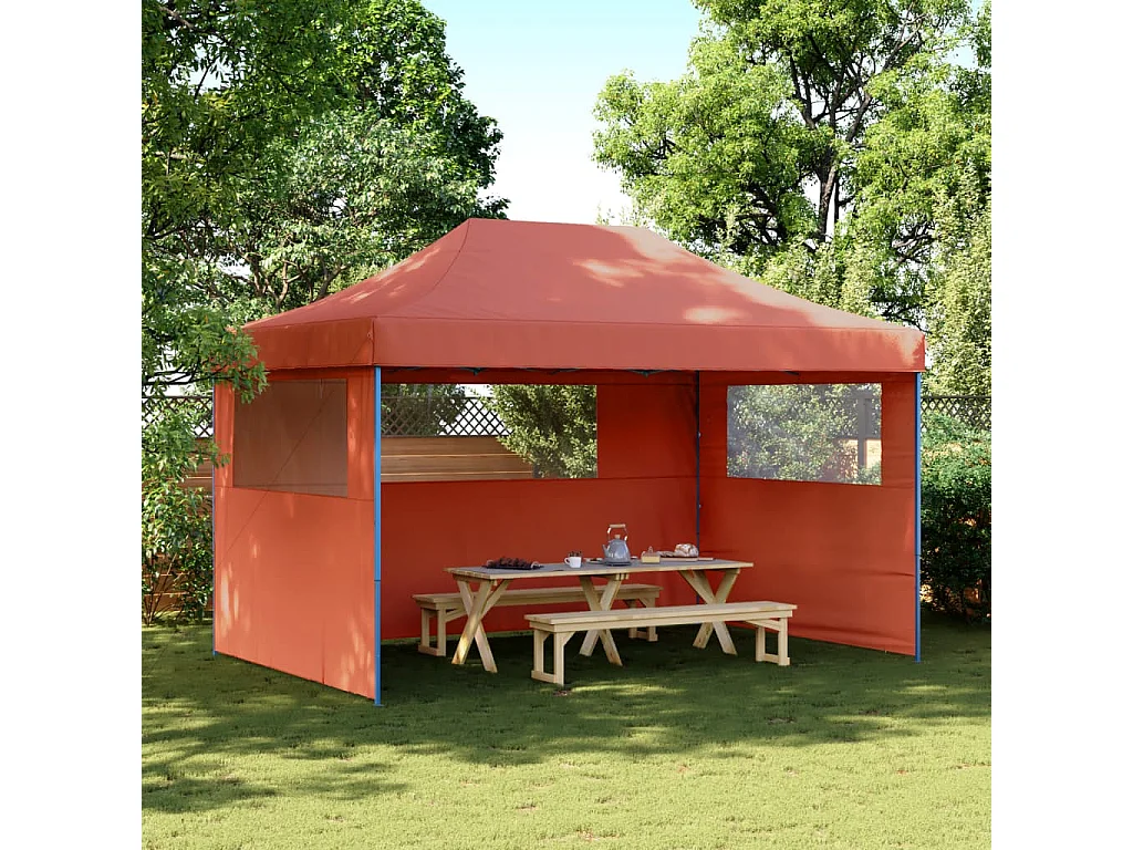 Tendone per Feste Pieghevole Pop-Up con 3 Pareti Terracotta