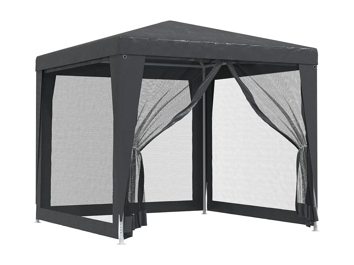 Partyzelt mit 4 Mesh-Seitenwänden Anthrazit 2,5x2,5 m HDPE