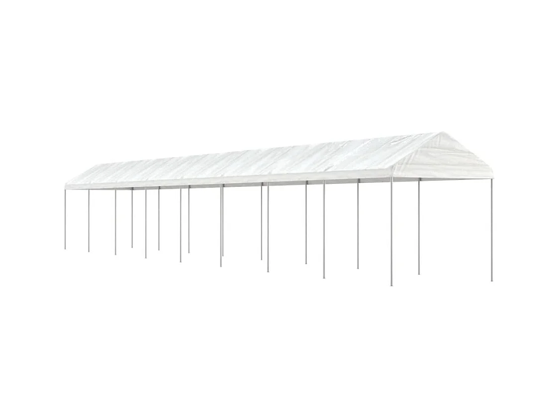 Prieel met dak 17,84x2,28x2,69 m polyetheen wit