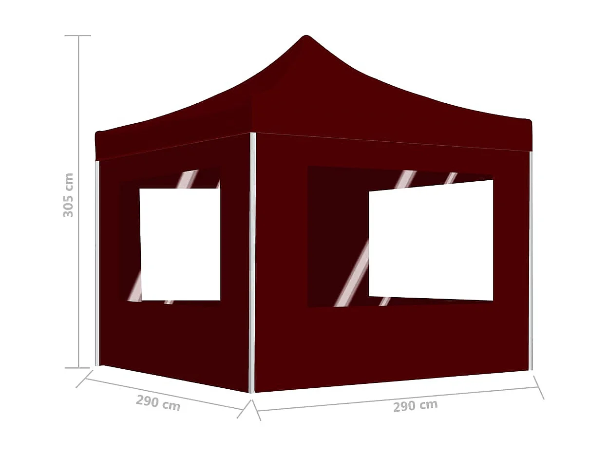 Carpa plegable profesional y paredes aluminio rojo tinto 3x3m