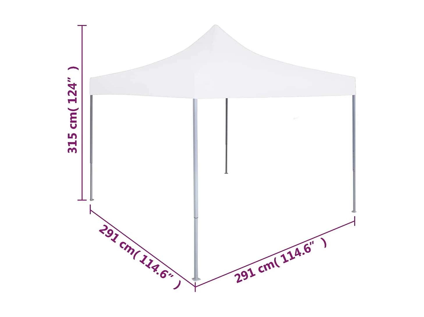 Tente de réception pliable professionnelle 3x3 m Acier Blanc