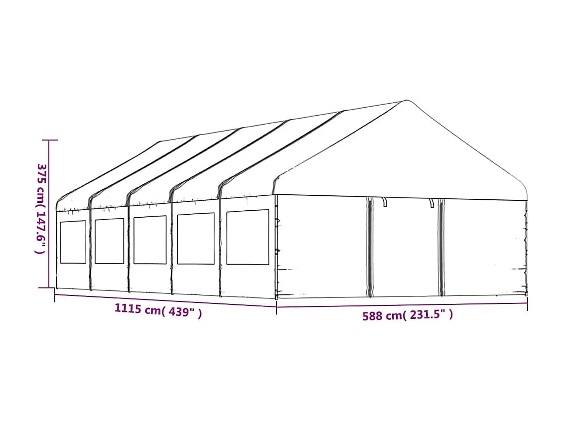 Belvédère avec toit blanc 11,15x5,88x3,75 m polyéthylène
