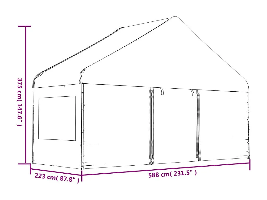 Belvédère avec toit blanc 11,15x5,88x3,75 m polyéthylène