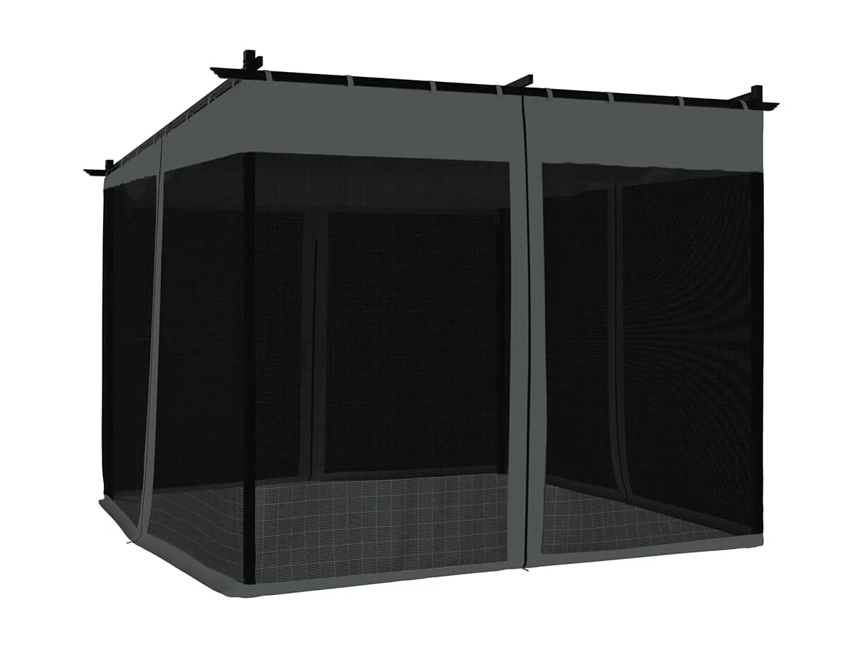 Tonnelle avec parois en filet anthracite 3x3 m acier