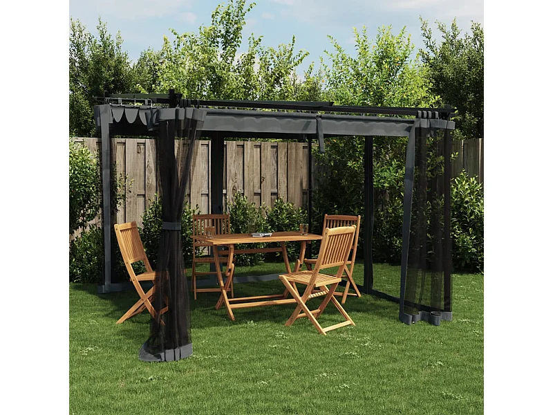 Gazebo com paredes de malha 3x3 m aço antracite