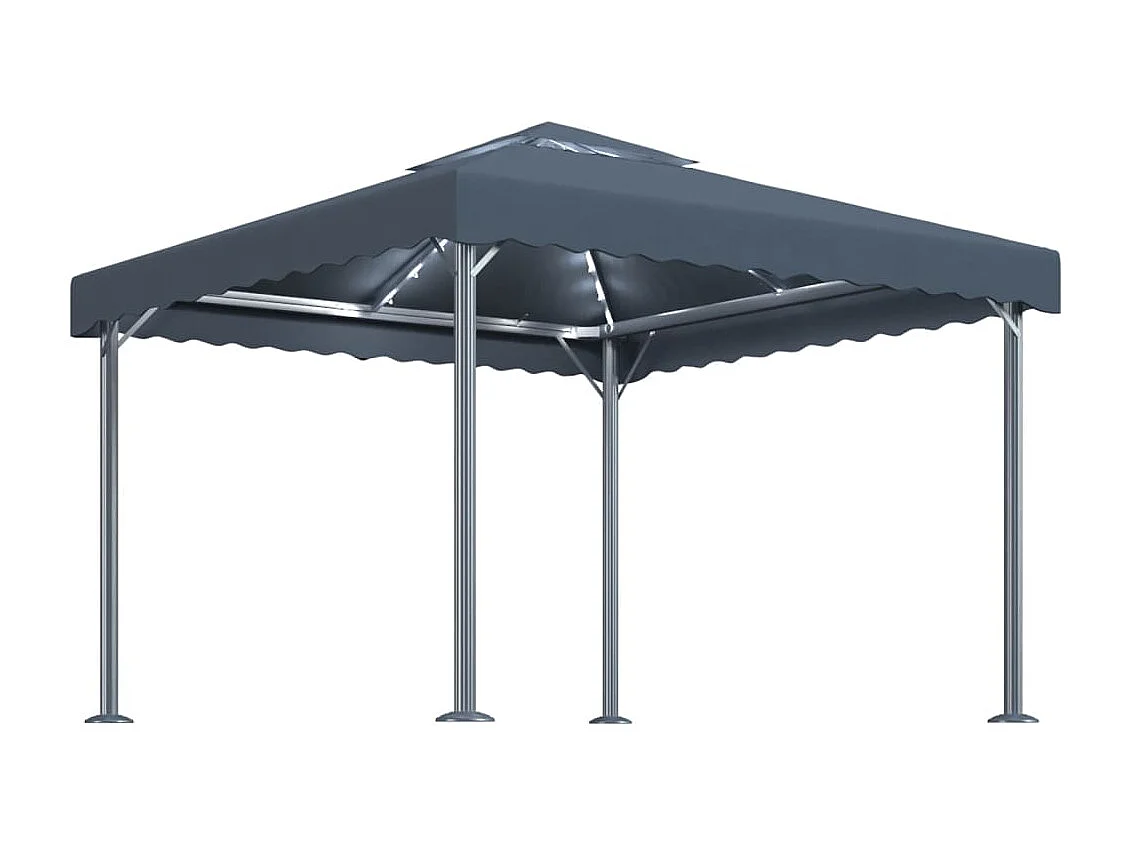 Tonnelle avec guirlande lumineuse LED 300x300 cm Anthracite