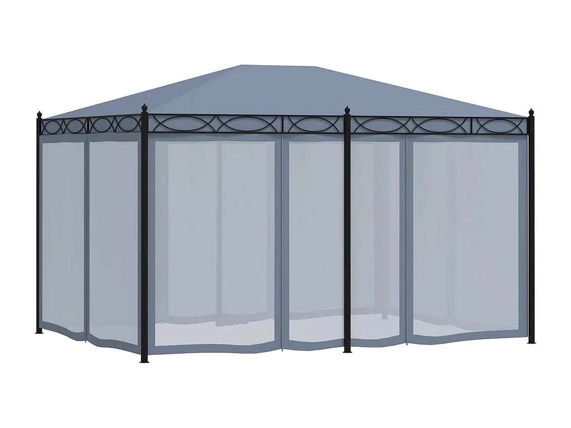 Pavillon mit Mückennetze 3x4 m Anthrazit Stahl