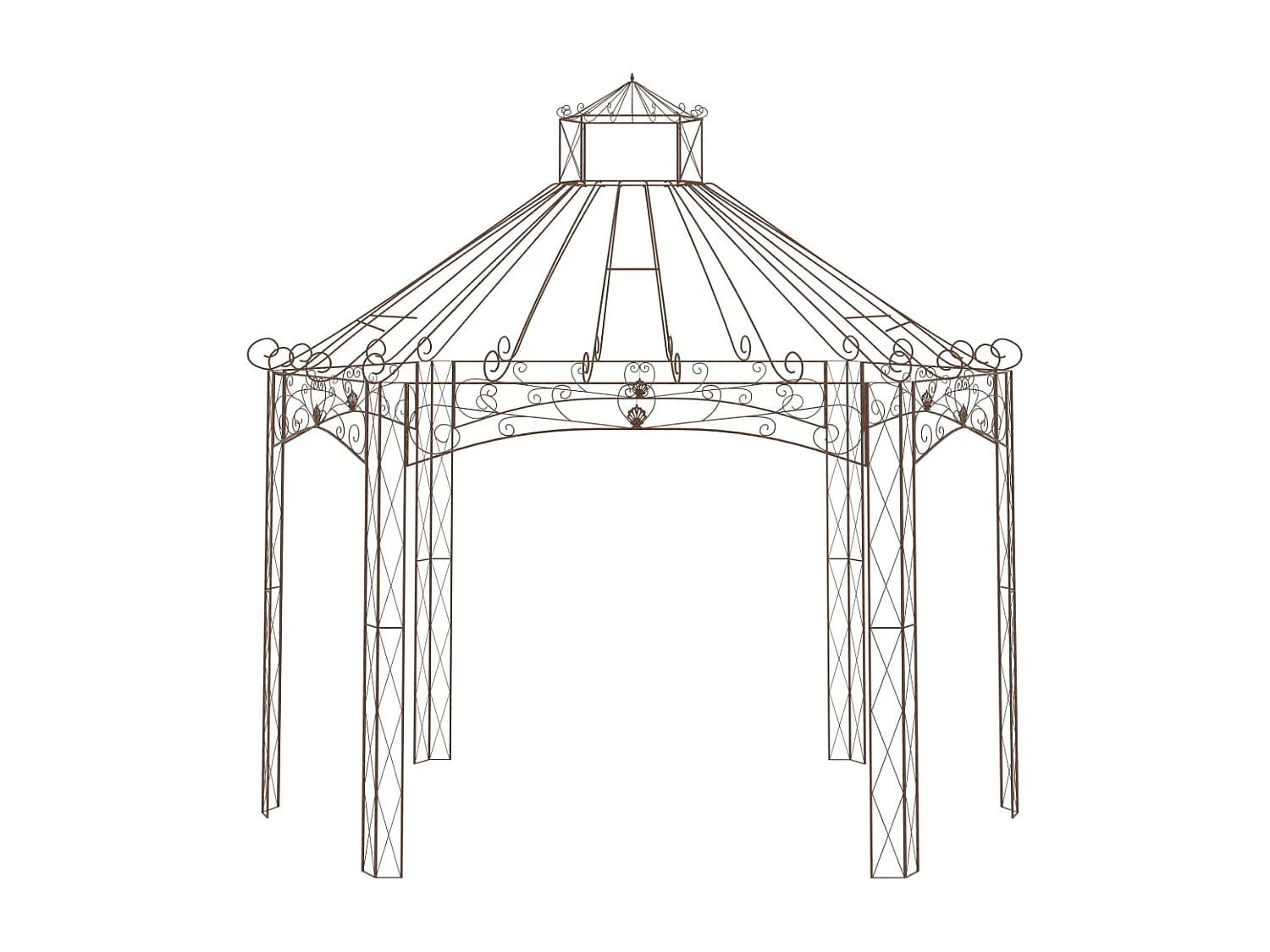 Pavillon de jardin Marron antique 400x258x378 cm Fer