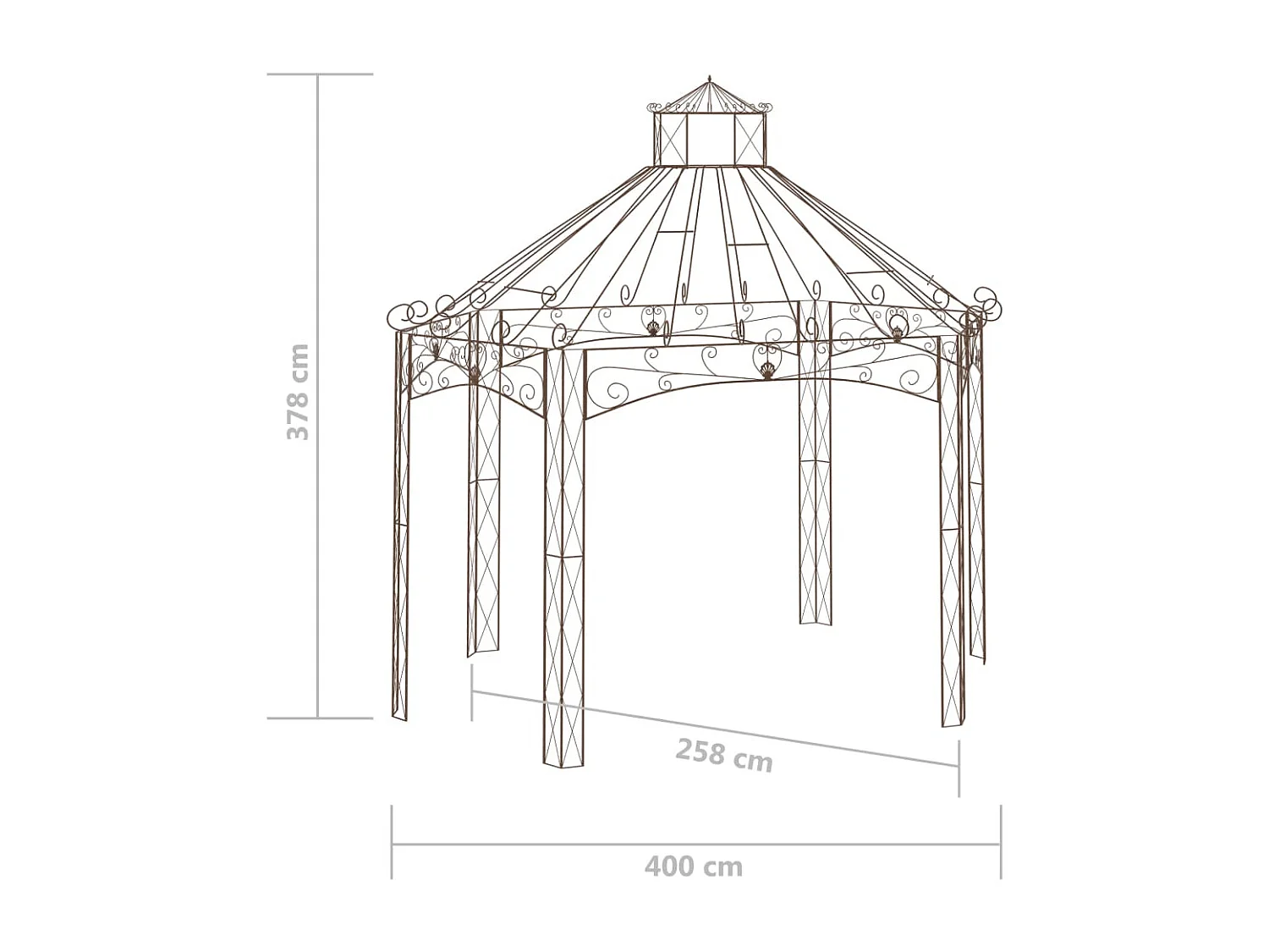 Pavillon de jardin Marron antique 400x258x378 cm Fer