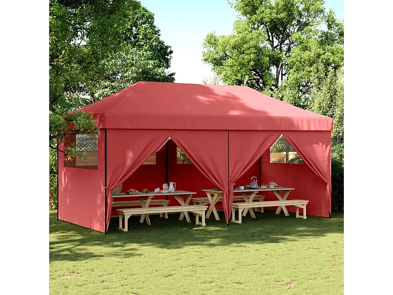 Partytent inklapbaar pop-up met 4 zijwanden bordeauxrood