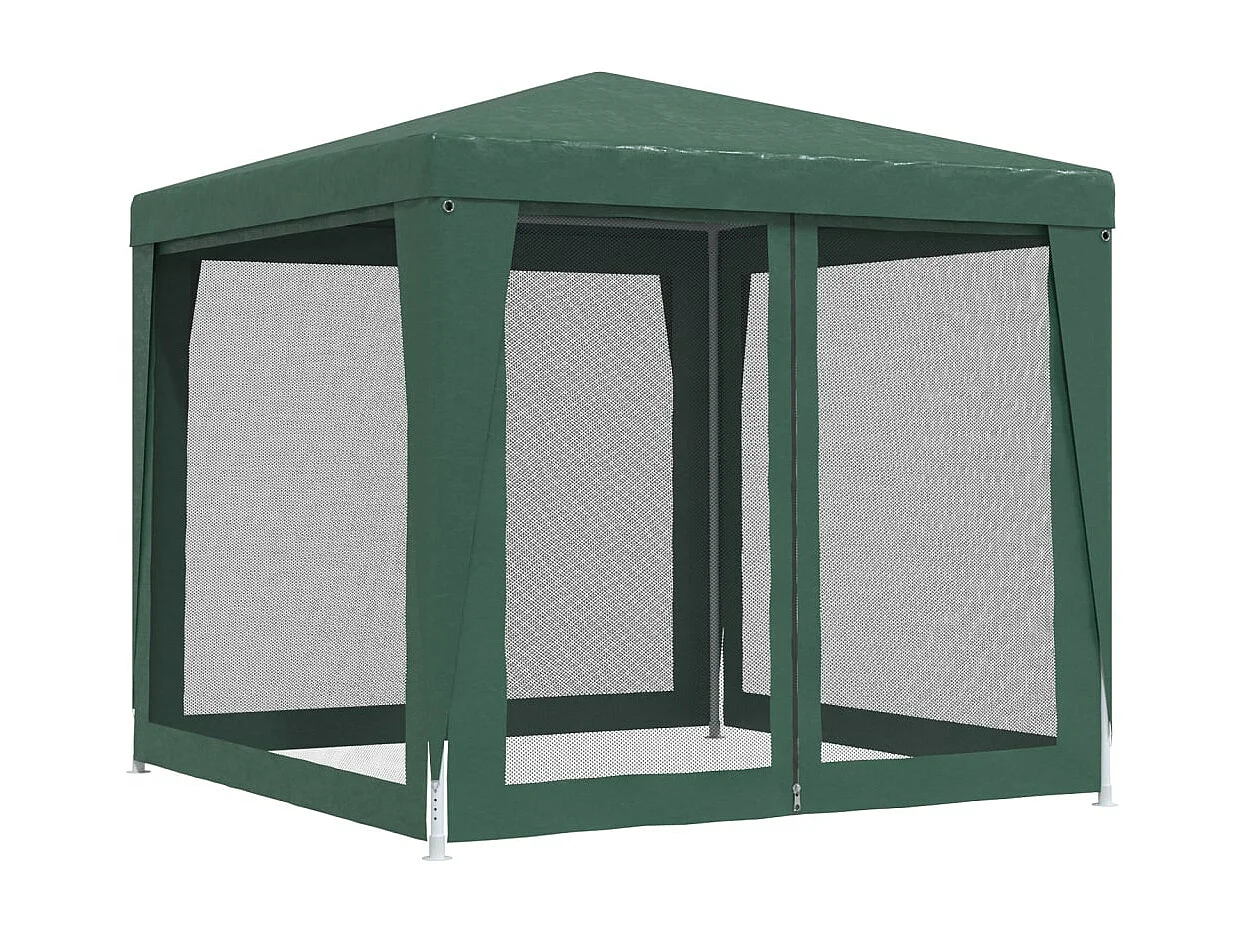 Carpa para fiestas con 4 paredes de malla HDPE verde 2,5x2,5 m