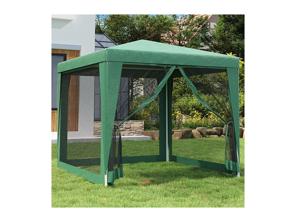 Tente de fête avec 4 parois latérales en maille Vert 2.5x2.5 m