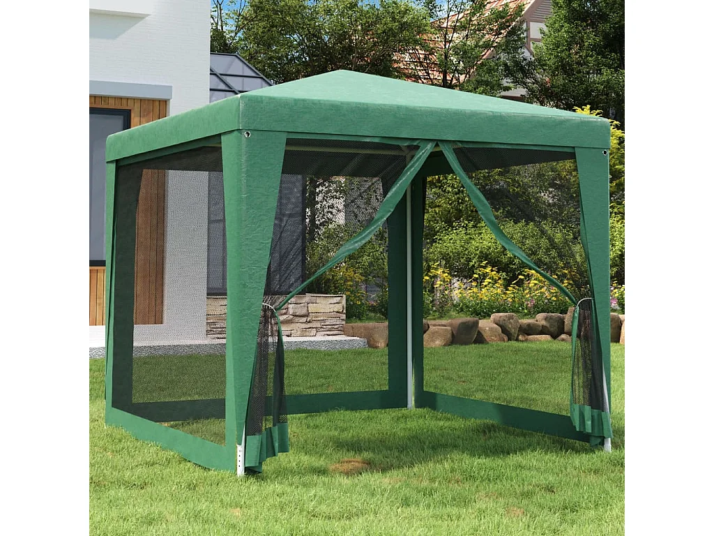 Tente de fête avec 4 parois latérales en maille Vert 2.5x2.5 m
