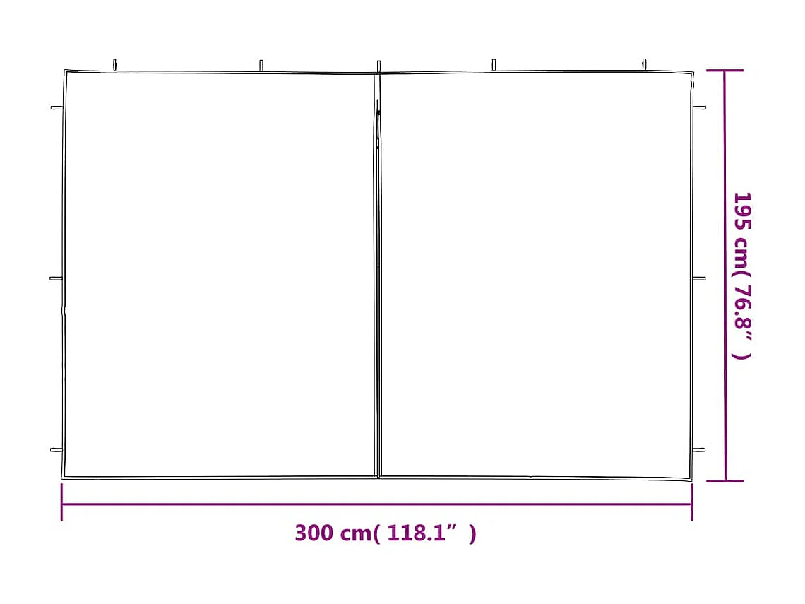 Parete per Tendostruttura in PE 2 pz con Cerniera Bianca