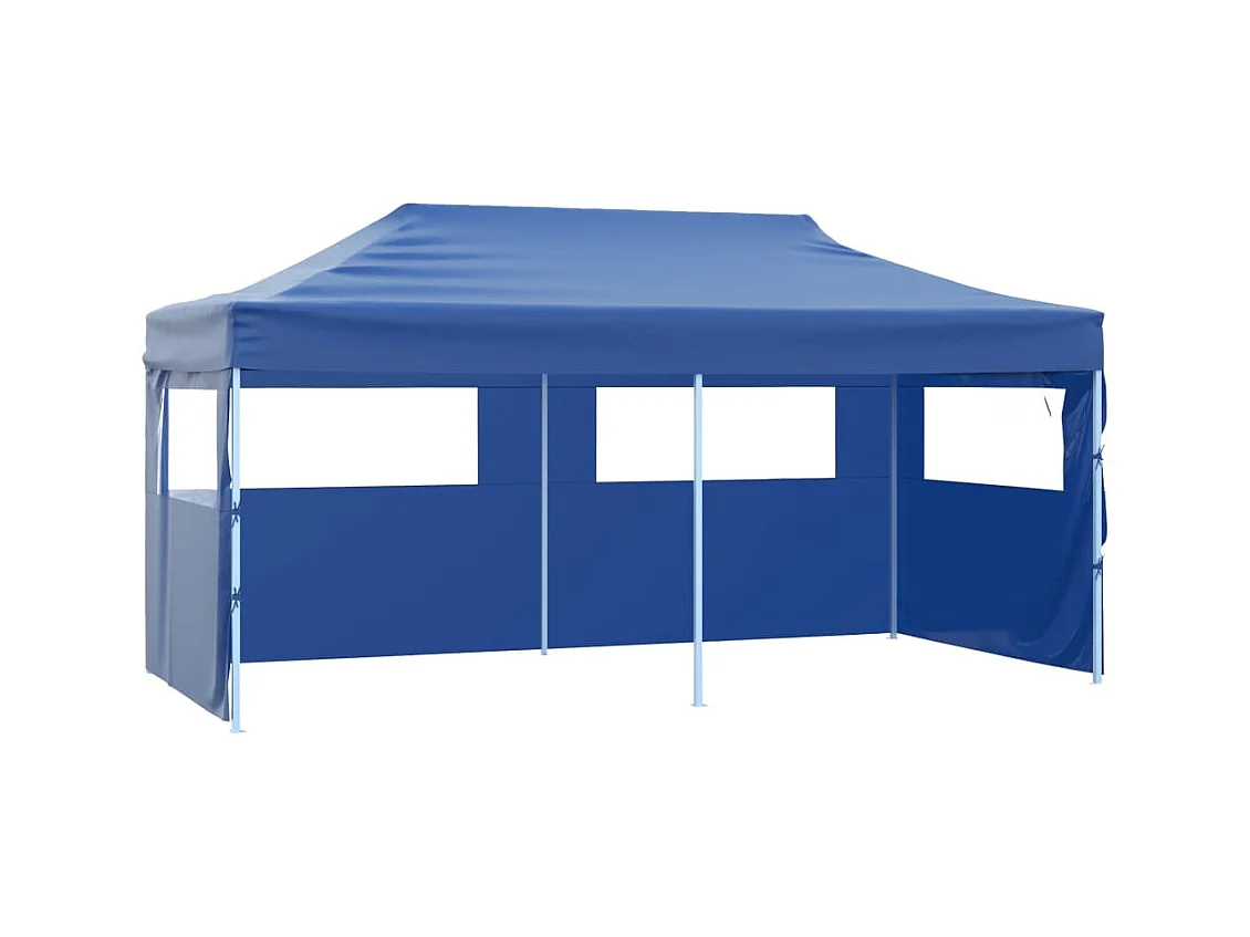 Tente de réception pliable avec 4 parois 3x6 m Acier Bleu