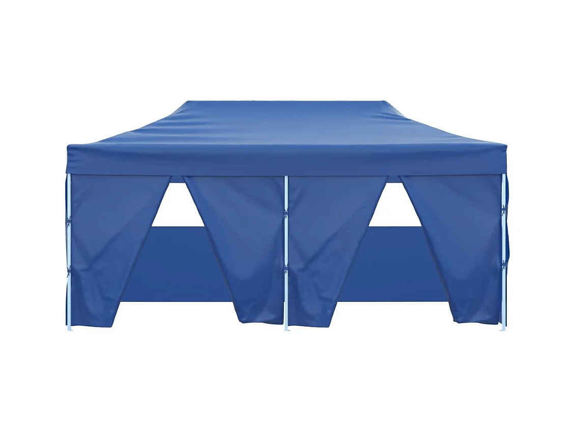 Gazebo Pieghevole con 4 Pareti 3x6m Acciaio Blu