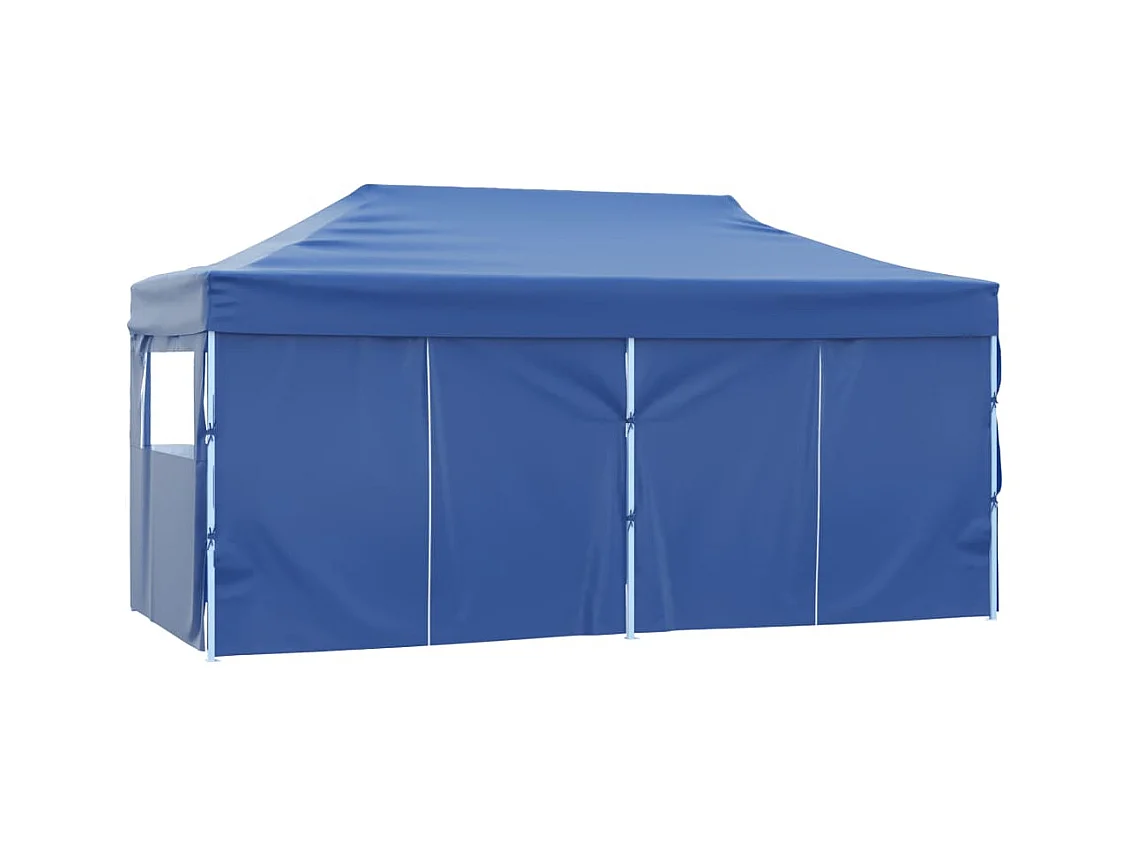 Gazebo Pieghevole con 4 Pareti 3x6m Acciaio Blu