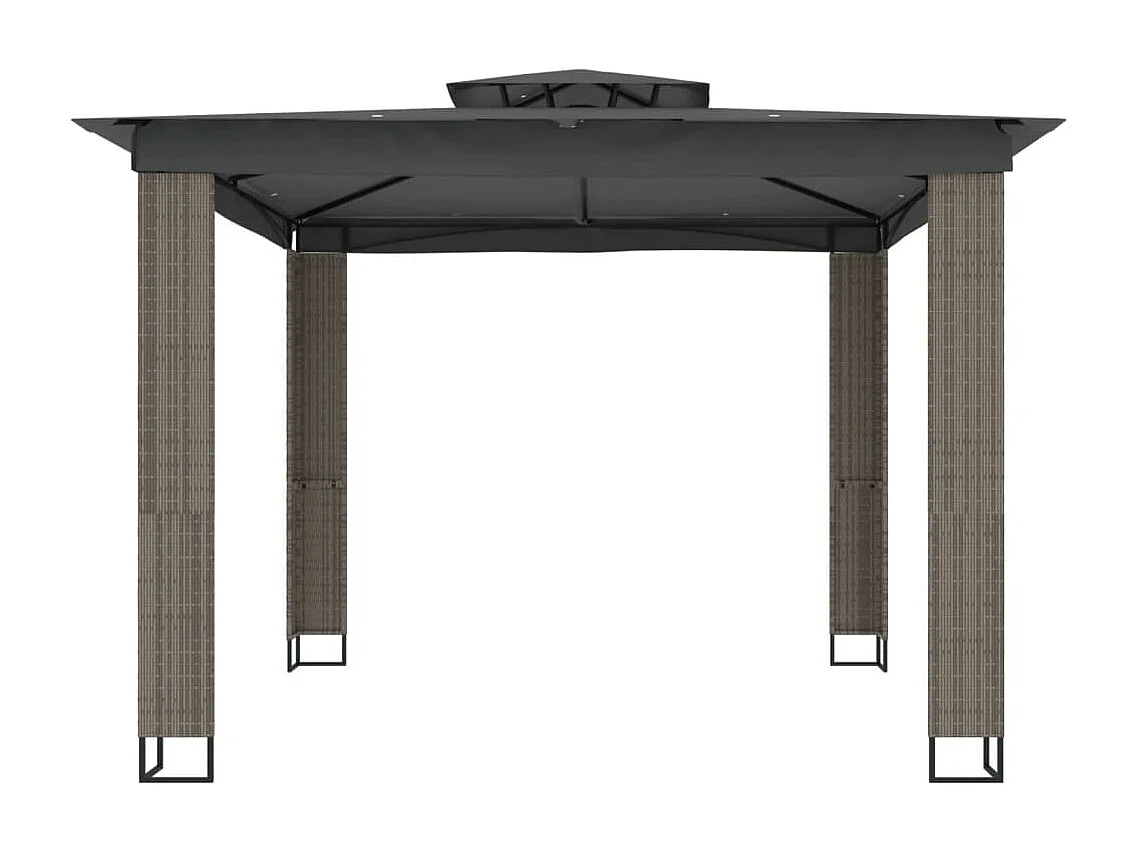 Tonnelle à double toit anthracite 2,94x2,94 m acier