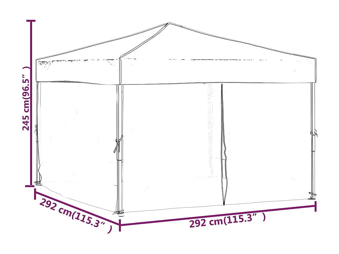 Tente de réception pliable avec parois Taupe 3x3 m