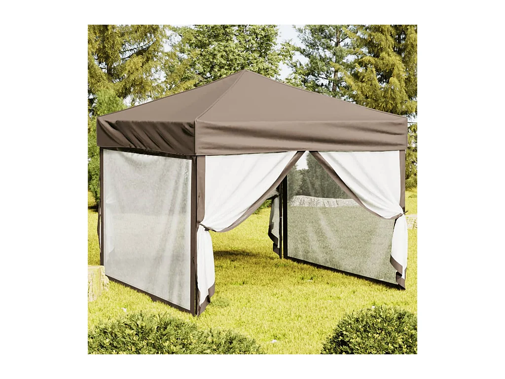 Tente de réception pliable avec parois Taupe 3x3 m