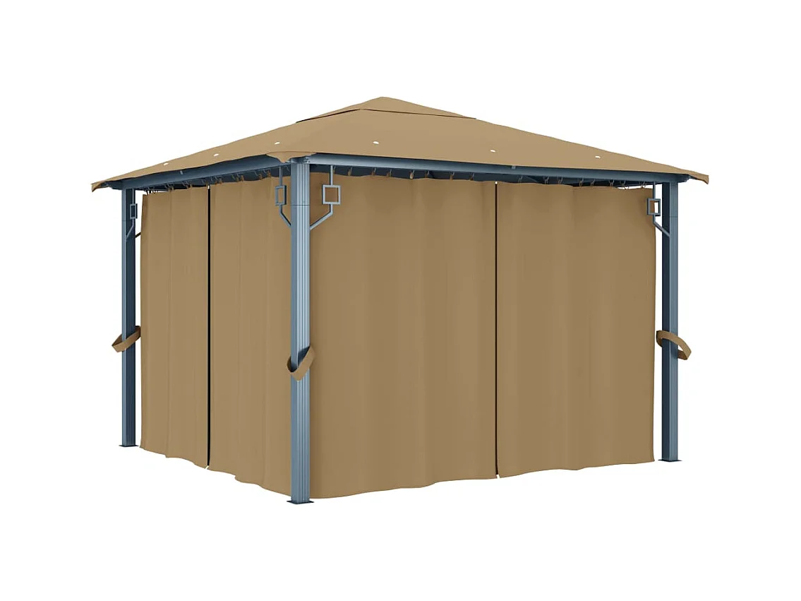 Pavillon mit Vorhang 300x300 cm Taupe Aluminium