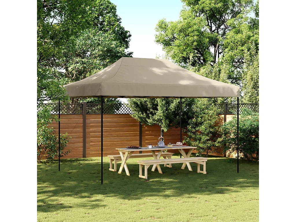 Tente de réception pliable escamotable taupe 410x279x315 cm