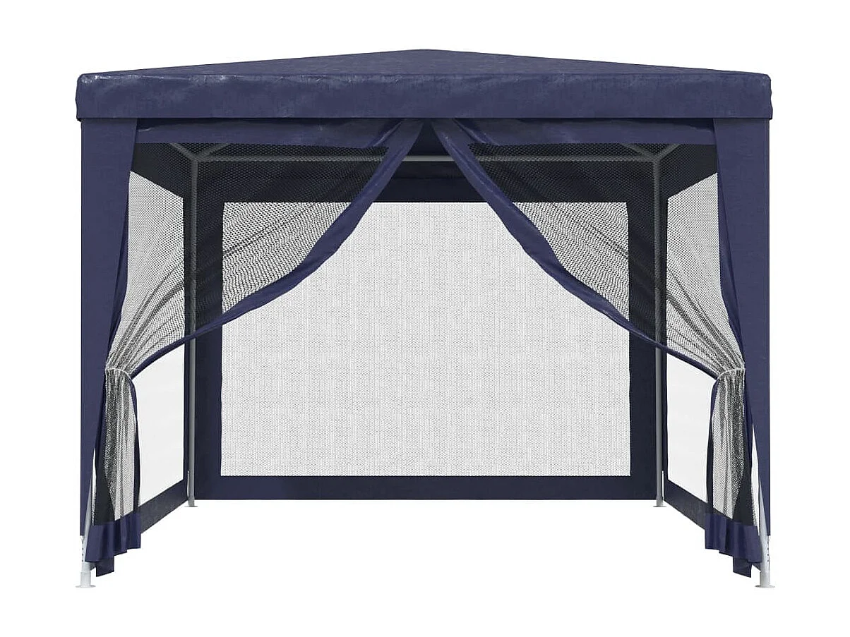 Tenda per Feste con 4 Pareti Laterali in Rete Blu 3x4 m HDPE