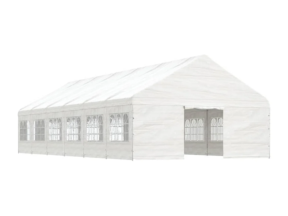Gazebo con Tetto Bianco 13,38x5,88x3,75 m in Polietilene