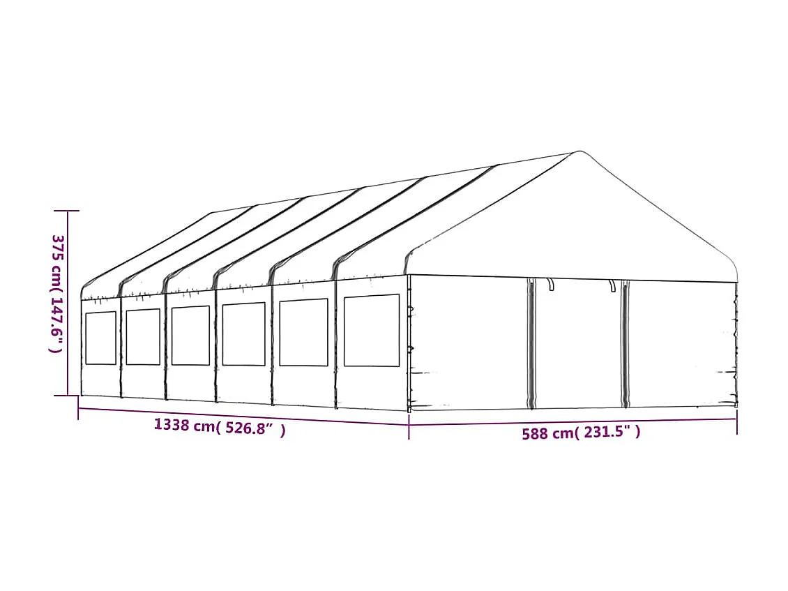 Belvédère avec toit blanc 13,38x5,88x3,75 m polyéthylène