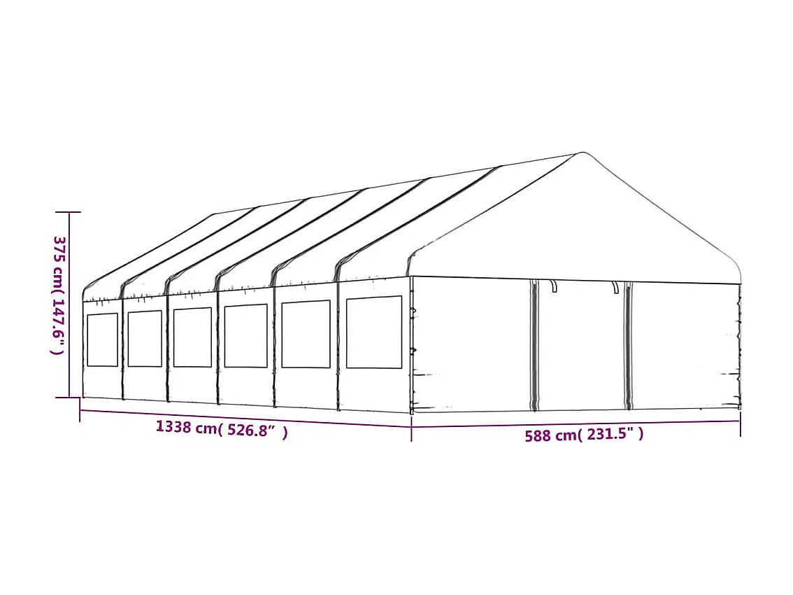 Belvédère avec toit blanc 13,38x5,88x3,75 m polyéthylène