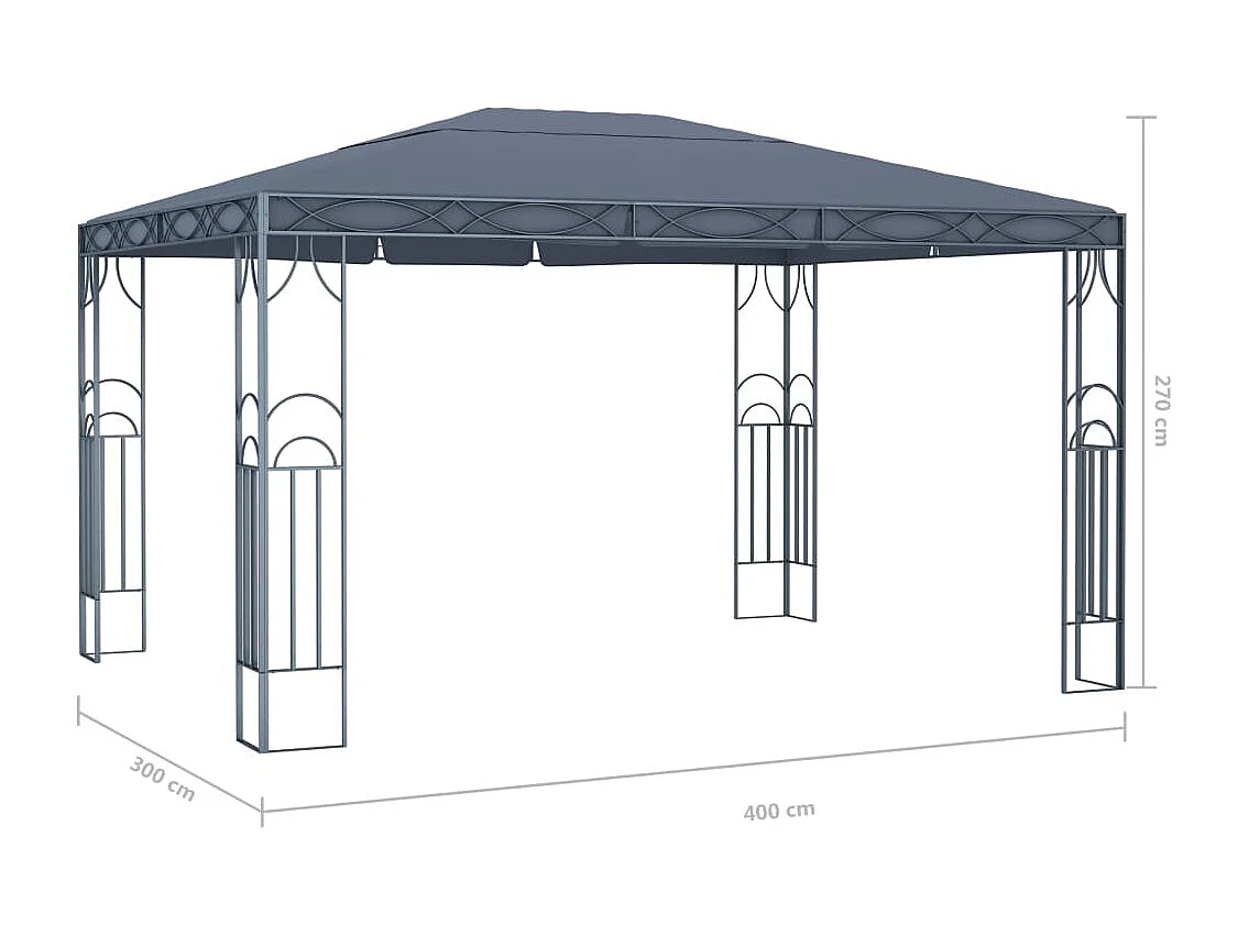 Tonnelle avec guirlande lumineuse à LED 400x300 cm Anthracite