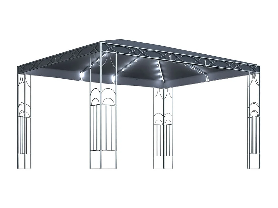 Tonnelle avec guirlande lumineuse à LED 400x300 cm Anthracite