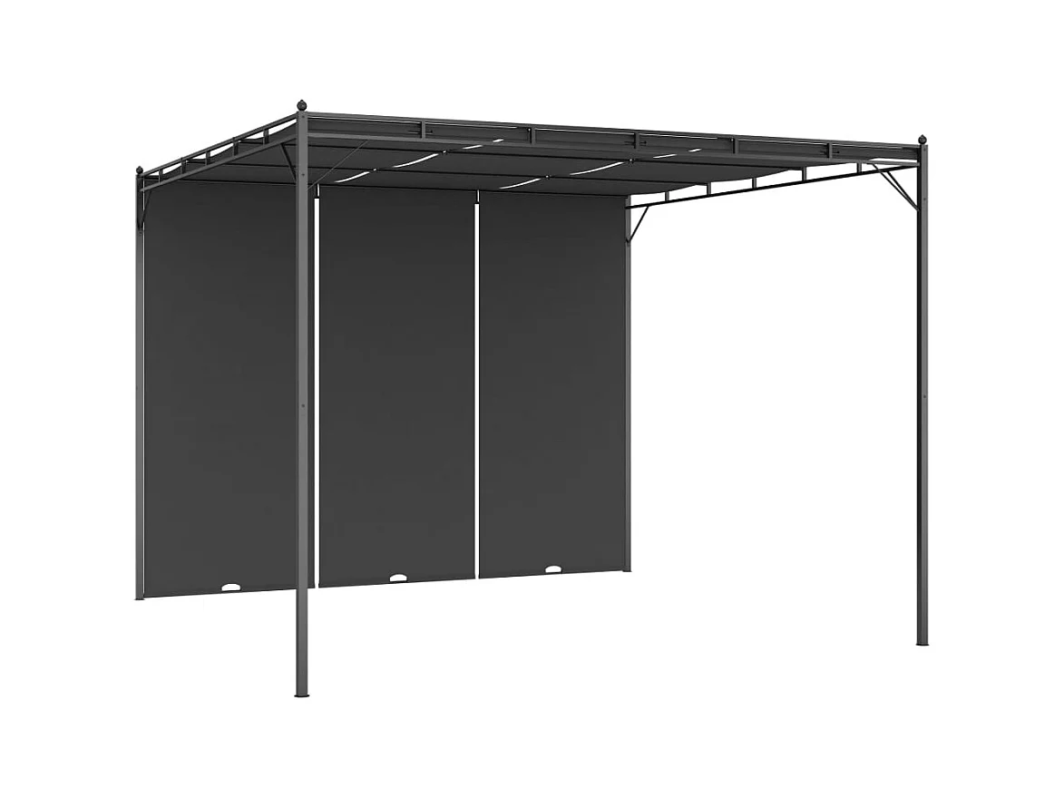 Gartenpavillon mit Seitenvorhang 3x3x2,25 m Anthrazit