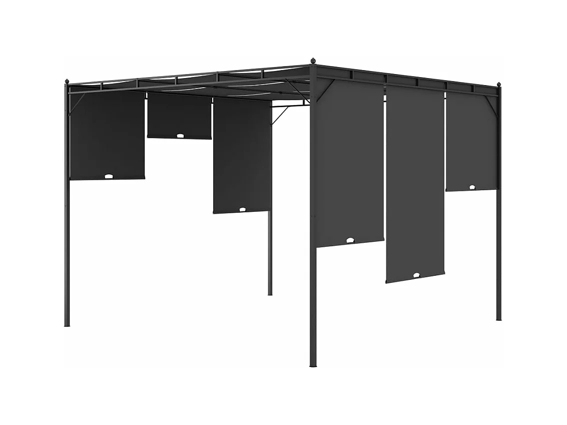 Belvédère de jardin avec rideau latéral 3x3x2,25 m Anthracite