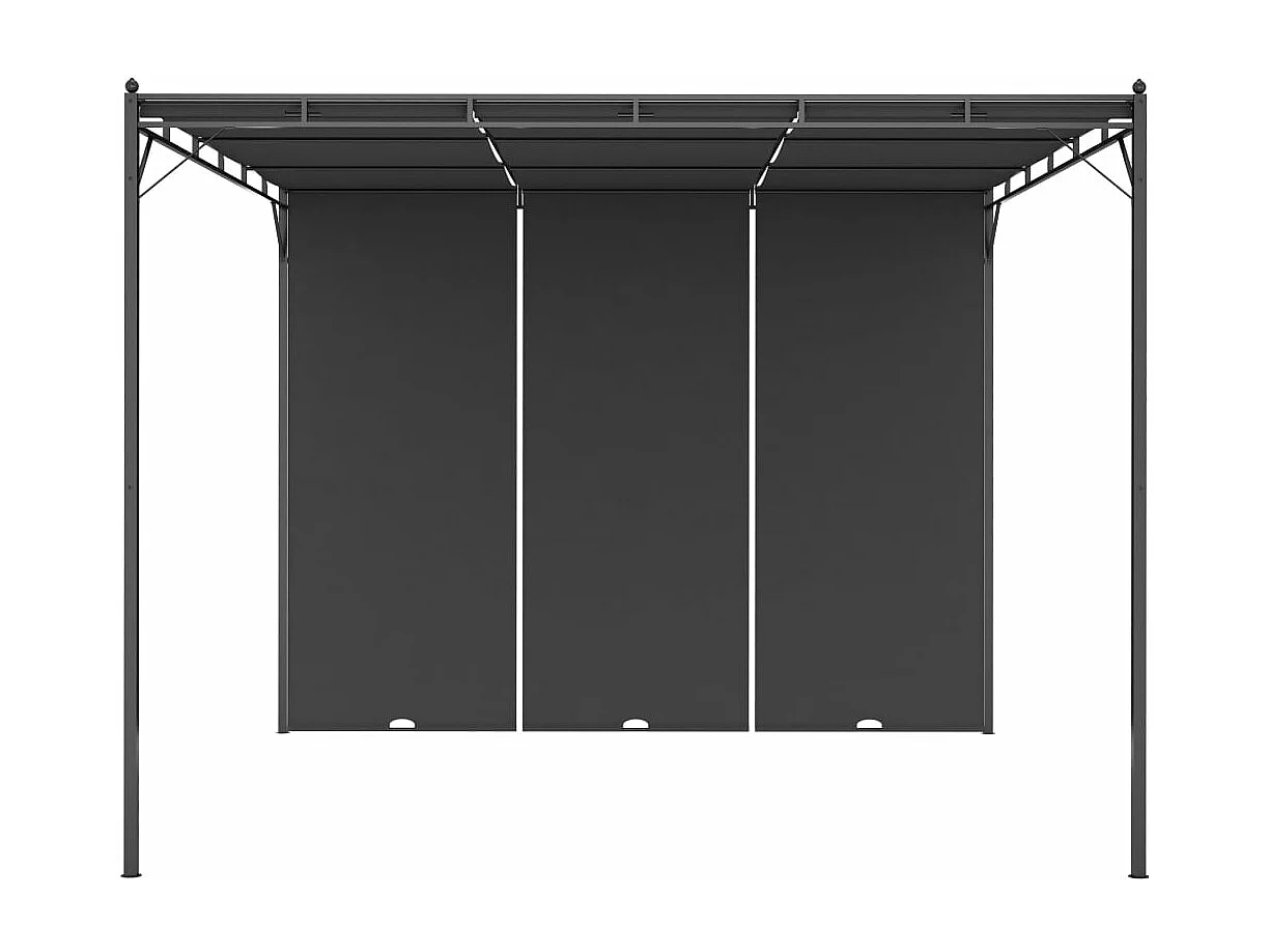Belvédère de jardin avec rideau latéral 3x3x2,25 m Anthracite