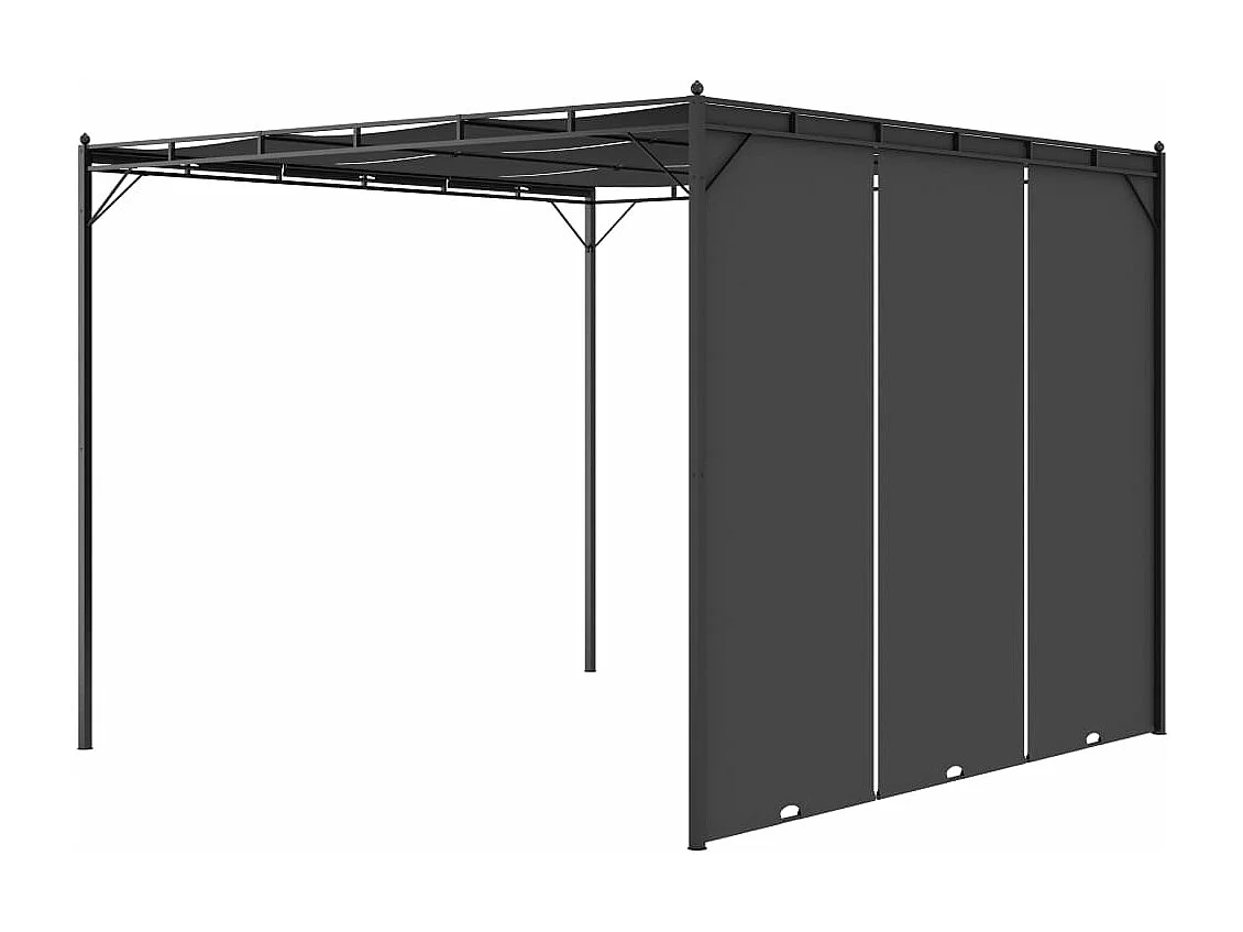 Belvédère de jardin avec rideau latéral 3x3x2,25 m Anthracite