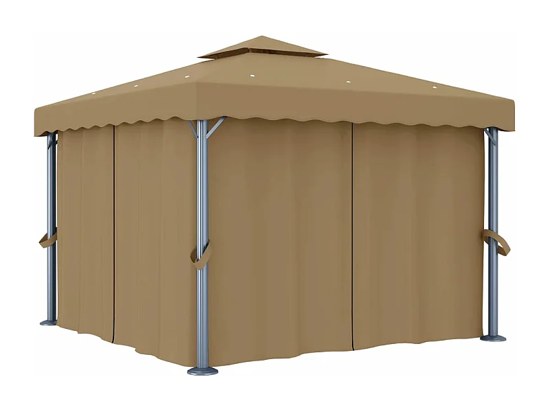 Gazebo con Tende 3x3 cm Grigio Talpa in Alluminio