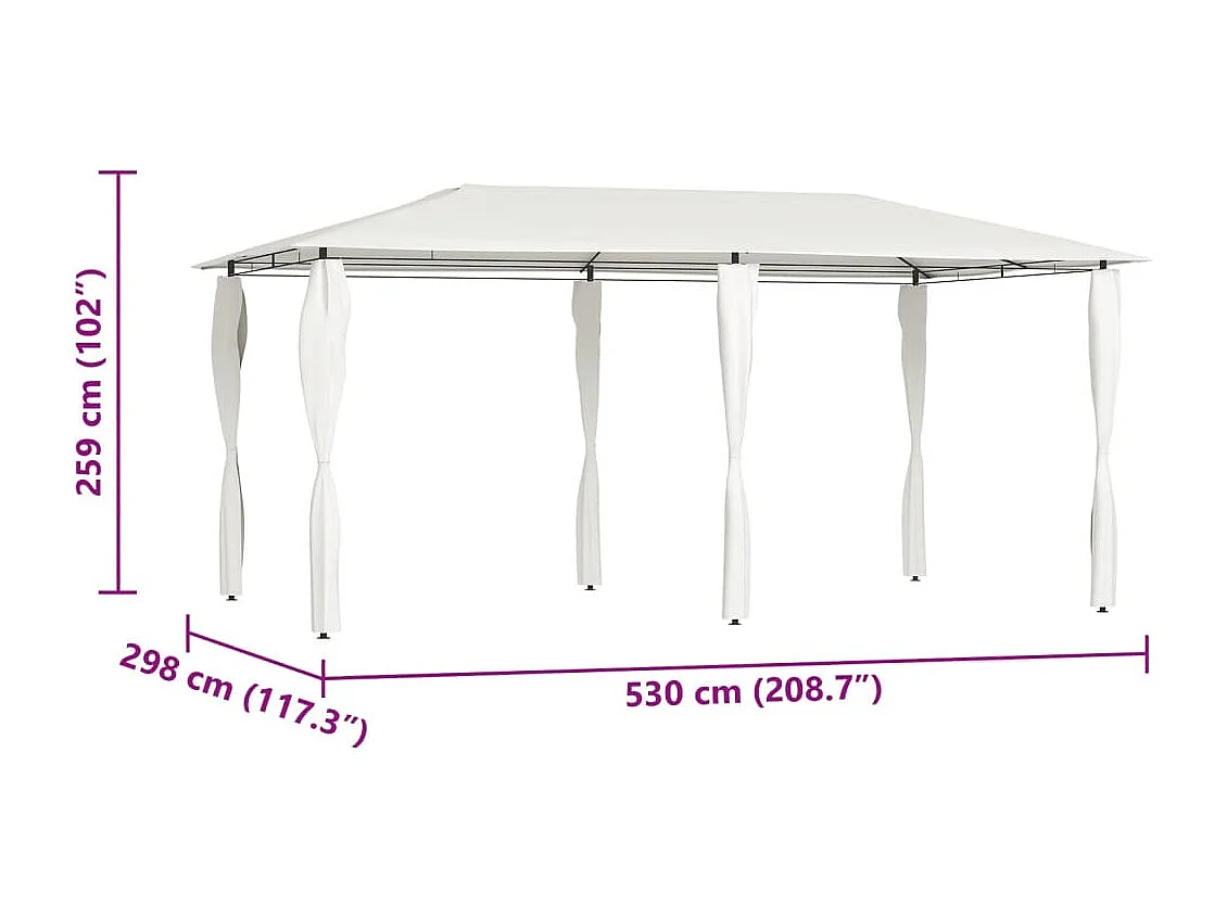 Belvédère avec revêtement de poteaux 2,98x5,3x2,59 m 160 g/m²