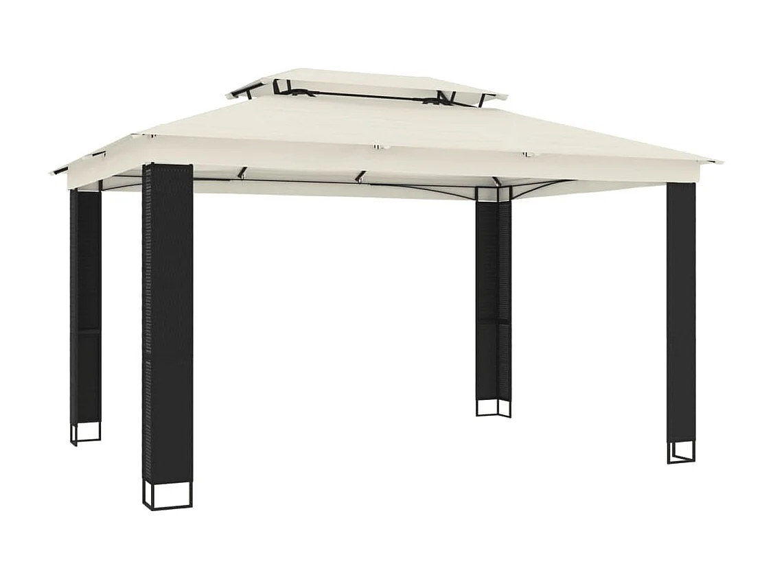 Tonnelle à double toit crème 3,94x2,96 m acier