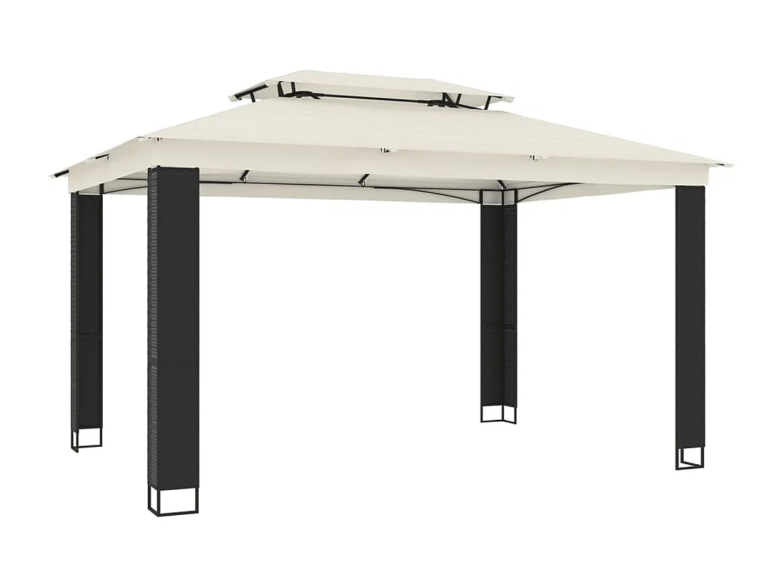 Tonnelle à double toit crème 3,94x2,96 m acier