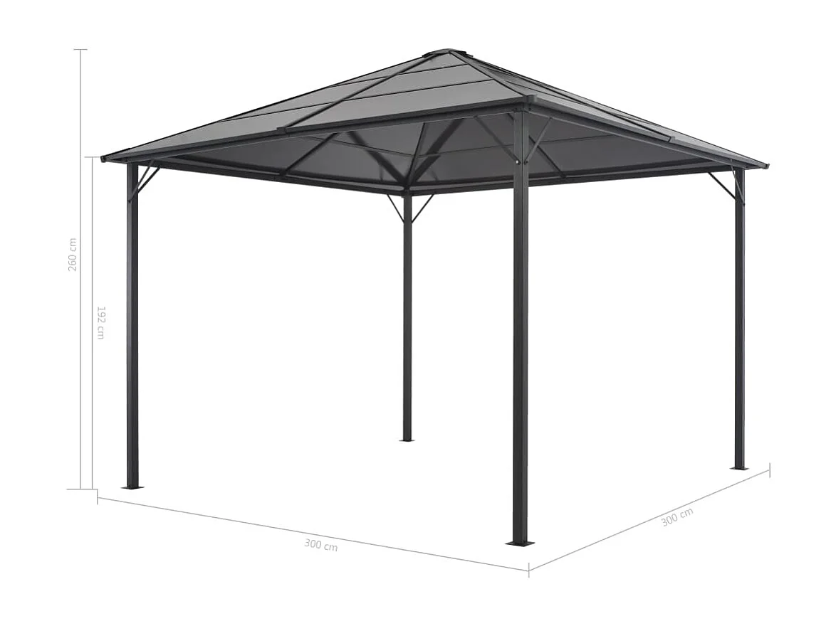 Tonnelle avec toit Aluminium 3x3 m Anthracite