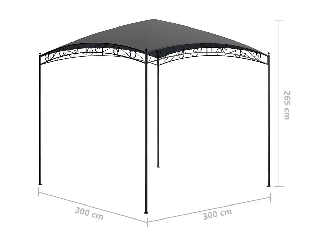 Belvédère 3x3x2,65 m Anthracite 180 g/m²