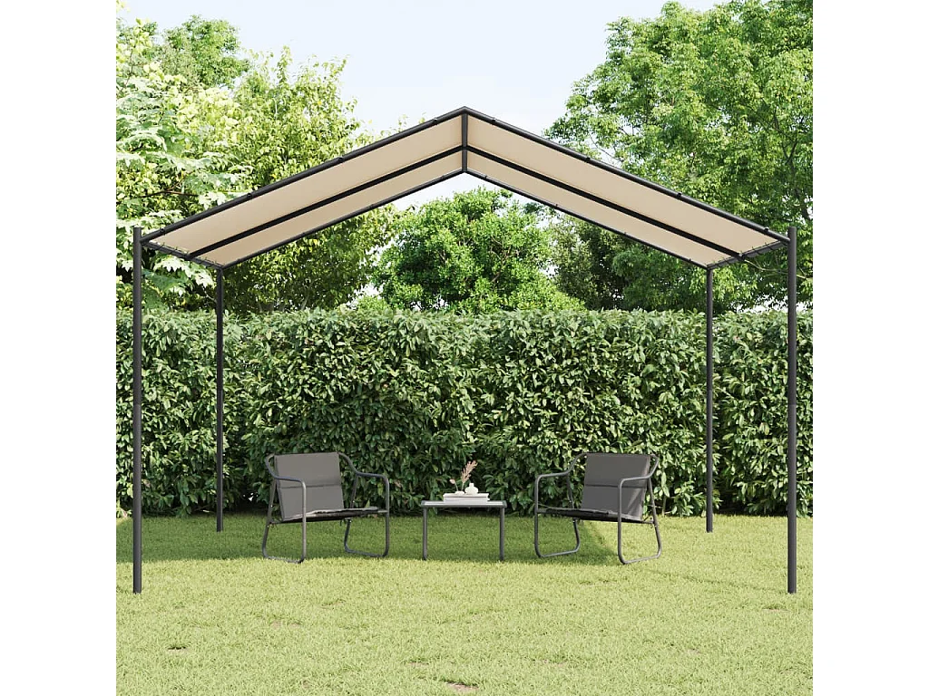 Gartenpavillon Beige 4x4 m Stahl und Stoff